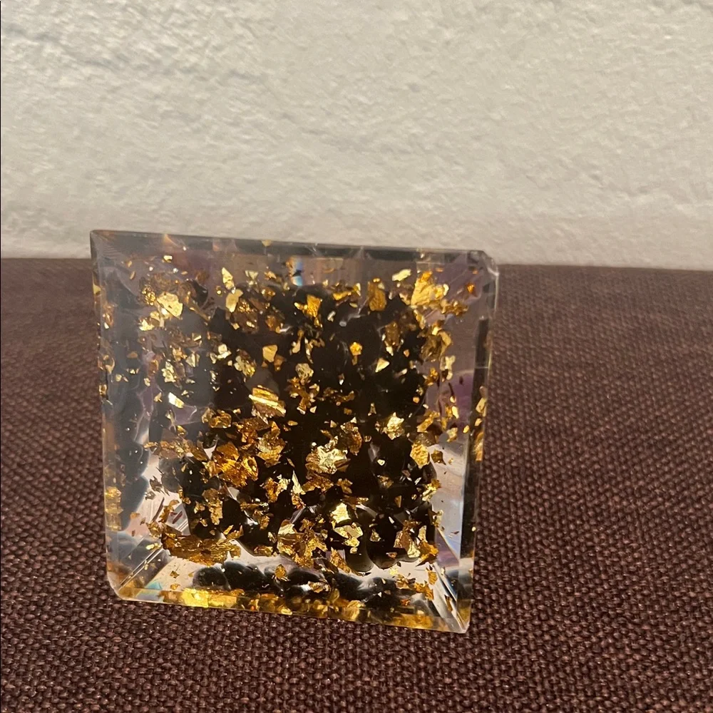 #1100**Orgone Pyramid with Cosmic Design and Gold Accents - Picture 5 of 14